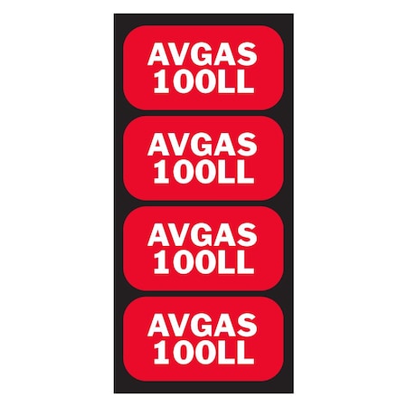 Fuel Stickers AVGAS Sticker, 100LL Sticker: Aviation Fuel Identification Label, Heavy Duty, 2''x1'', 4PK Z-2X1AVG-4PK